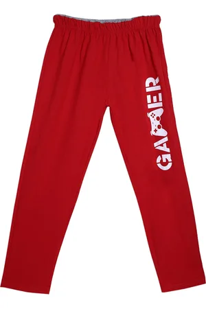 Sweet Angel Boys Red Pure Cotton Straight-Fit Track Pants