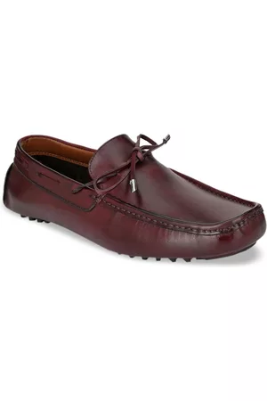 San Frissco Men Burgundy Solid Leather Formal Slip-on Shoes