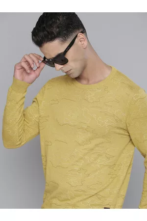 Flying Machine Men Khaki Printed Pure Cotton Pullover