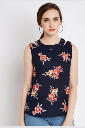 Rare Fashion Women Navy Blue Printed Top
