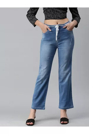 SHOWOFF Women Blue Straight Fit High-Rise Light Fade Stretchable Jeans