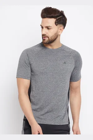 ATHLISIS Men Grey Melange Slim Fit Training or Gym T-shirt