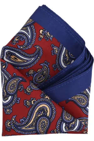 Calvadoss Men Maroon & Blue Printed Pocket Square