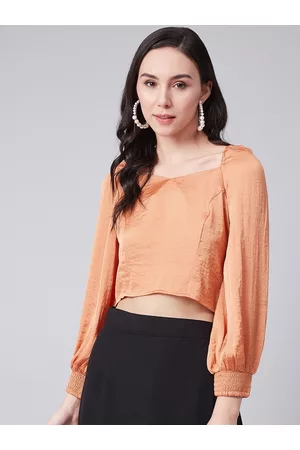 marie claire Women Orange Solid Crop Top