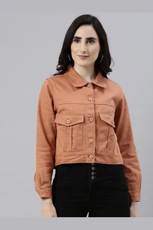 Campus Women Khaki Solid Windcheater Outdoor Denim Jacket