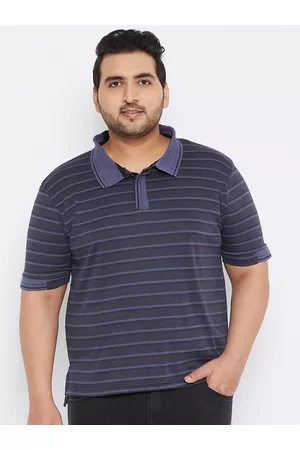 Instafab Men Grey Striped Polo Collar T-shirt