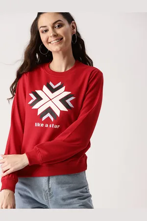 DressBerry Women Red Printed Sweatshirt