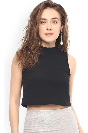 Mayra Women Black Solid Crop Top