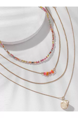 DEEBACO Rose Gold Rose Layered Necklace
