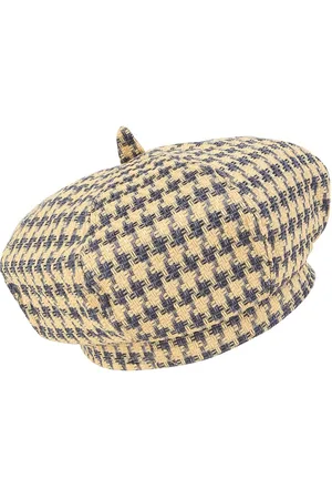 iSWEVEN Unisex Blue & Beige Self Design Cotton Ascot Cap