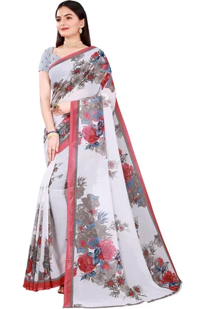Kalini Pack Of 2 Women Beige & White Printed Pure Georgette Saree With Unstitched Blouse