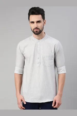 WHITE HEART Men Grey Patchwork Kurta