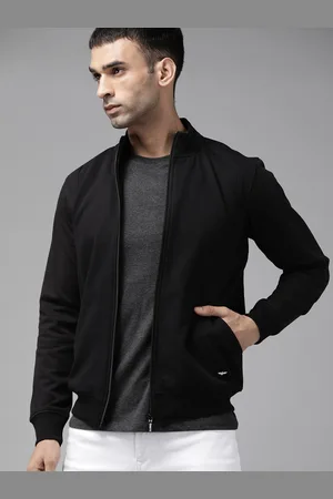 Park Avenue Men Black Solid Sweatshirt