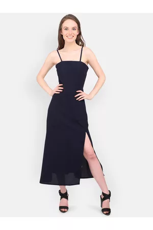 MARC LOUIS Women Blue Solid Sheath Maxi Dress