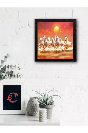eCraftIndia 7 Running Lucky Horses Design Satin Matt Texture UV Art Painting