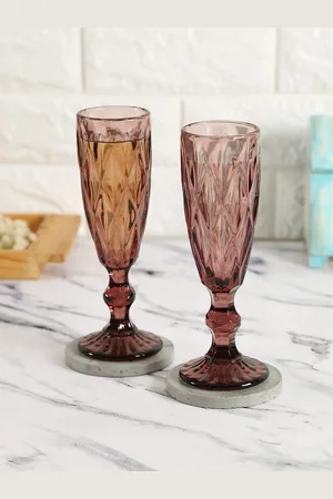 Krsnaa Mehta Plum Rose-Gold Toned Set Of 2 Champagne Glasses 150 ml Each