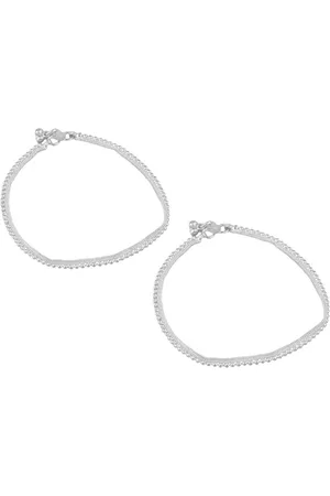 Efulgenz Women Pair of 2 Silver-Plated Wedding Traditional Bridal Anklets