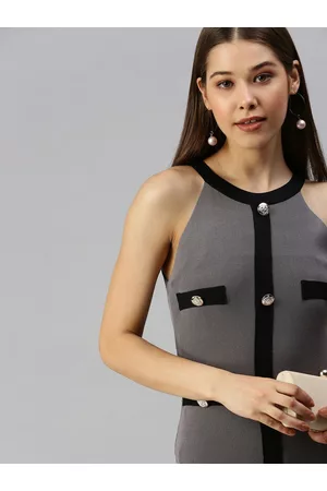 SHOWOFF Grey Embellished Bodycon Dress