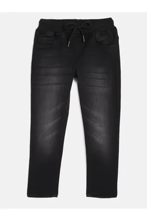 HERE&NOW Boys Black Heavy Fade Elasticated Jeans