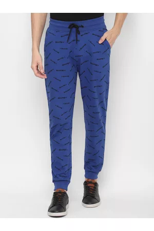 Forever 21 Men Blue Printed Joggers