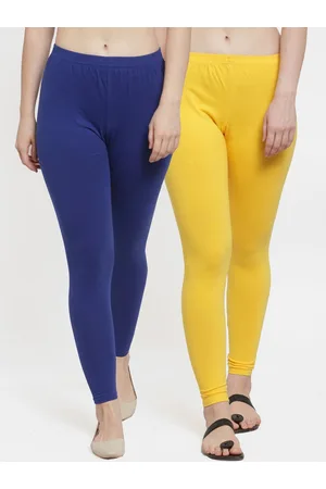Jinfo Women Pack Of 2 Solid Blue & Yellow Ankle-Length Leggings