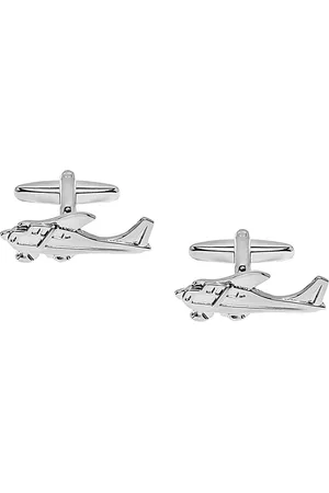 Bodha Silver-Toned Quirky Helicopter Design Cufflink