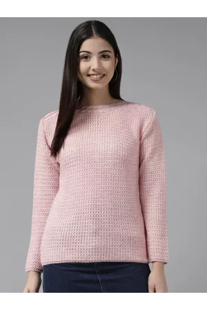 Cayman Women Pink Knitted Woollen Pullover