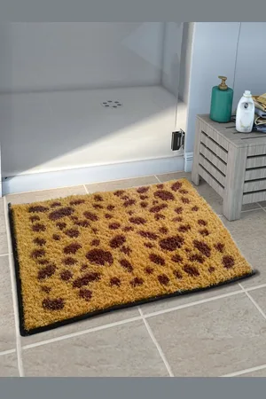 Athom Trendz Brown Printed Anti-Skid Bath Rug