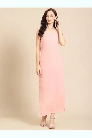 DODO & MOA Women Peach-Coloured Crepe Bodycon Midi Dress