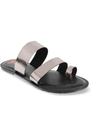 Metro Women Grey Solid Open Toe Flats