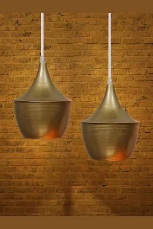 Homesake Set of 2 Gold Toned Single Head Metal Pendant Ceiling Light