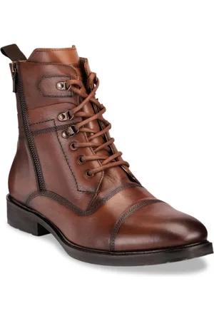 Teakwood Leathers Men Brown Solid Leather High-Top Flat Boots