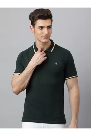 Richlook Men Green Polo Collar T-shirt