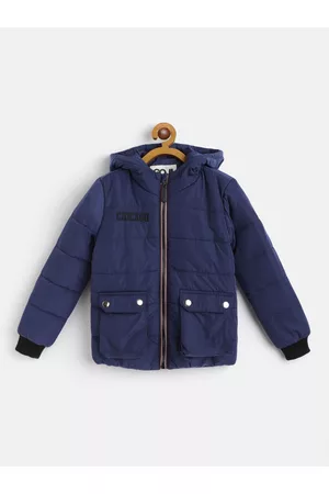 Goji Boys Navy Blue Water Resistant Hooded Padded Jacket
