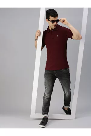 ONN Men Maroon Brand Logo Polo Collar T-shirt