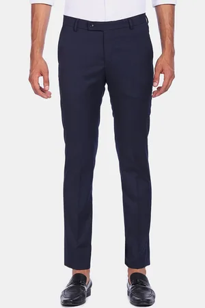 Arrow Men Blue Solid Regular Fit Formal Trousers