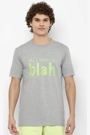 Forever 21 Men Grey Melange Typography Printed T-shirt