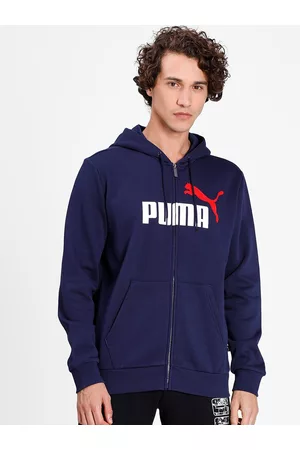 PUMA Men Blue Essentials Full Zip Track Hoodie