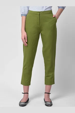 women green tapered fit chinos trousers
