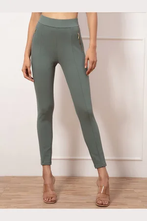 20Dresses Women Green Solid Skinny Fit Treggings