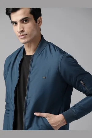 Roadster navy blue solid bomber clearance jacket