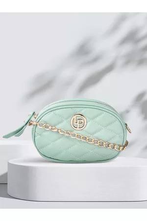 Lino Perros Women Mint Green Quilted Sling Bag Cum Fanny Pack
