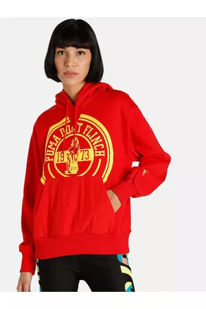 PUMA Women Red MOD Hoodie Printed Sweatshirt