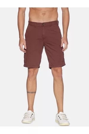 IVOC Men Maroon Slim Fit Mid-Rise Cargo Shorts