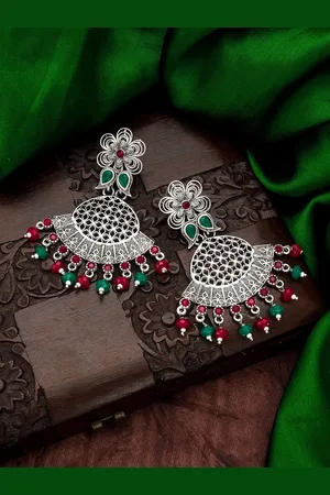 Aadita Silver-Toned Classic Chandbalis Earrings