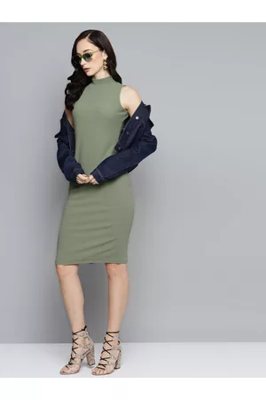 Sassafras Olive Green Bodycon Dress