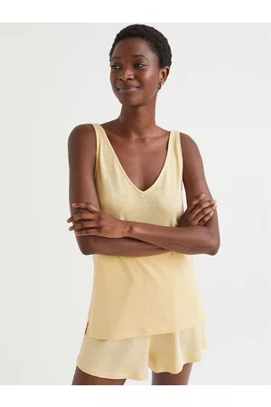H&M Women Yellow Linen-Blend Shorts