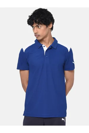 PUMA Men Blue Solid Polo Collar Sodalite T-shirt