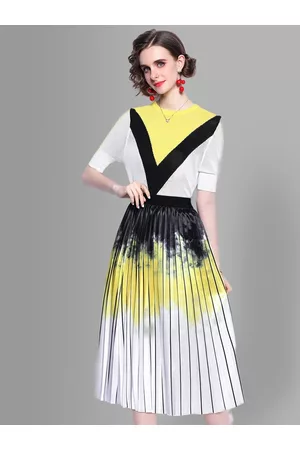 JC Collection Women Yellow & White Printed Co-ords Set