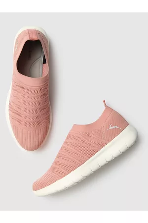 Marc Loire Women Peach-coloured Woven Design Slip-On Sneakers Casual Shoes